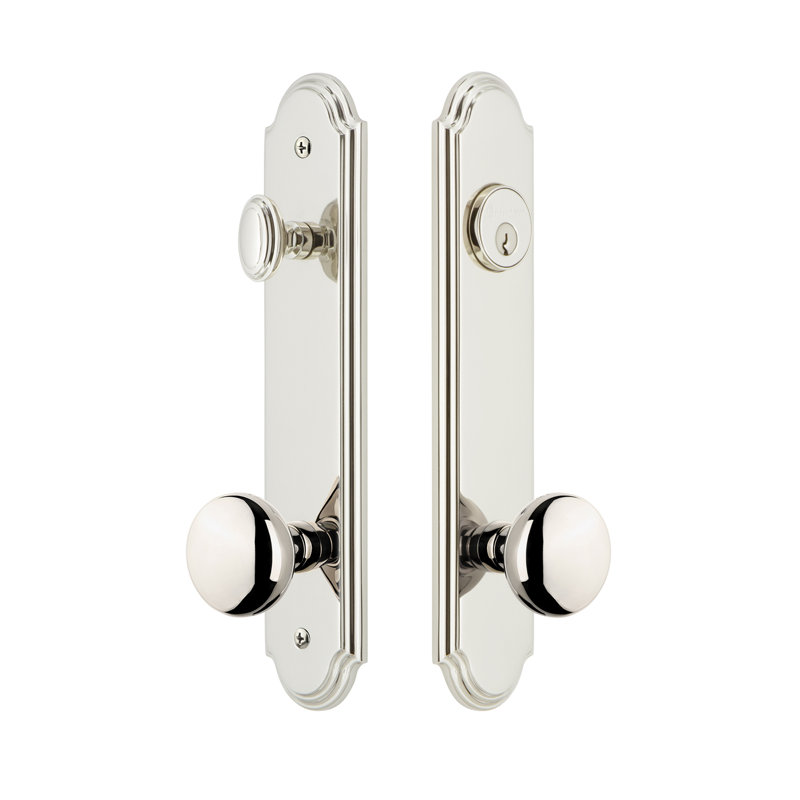 Complete Arc Entry Knob Set with Deadbolt, Polished Nickel, 2.375"