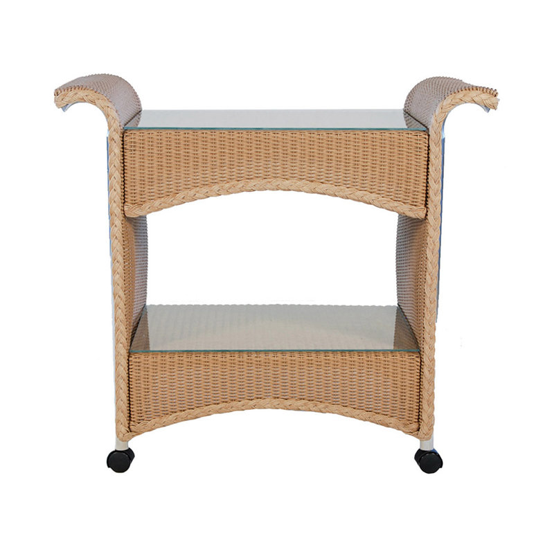 Universal Loom Accessories Lloyd Flanders Bar Cart Aluminum Frame and Wicker Outer Material, White
