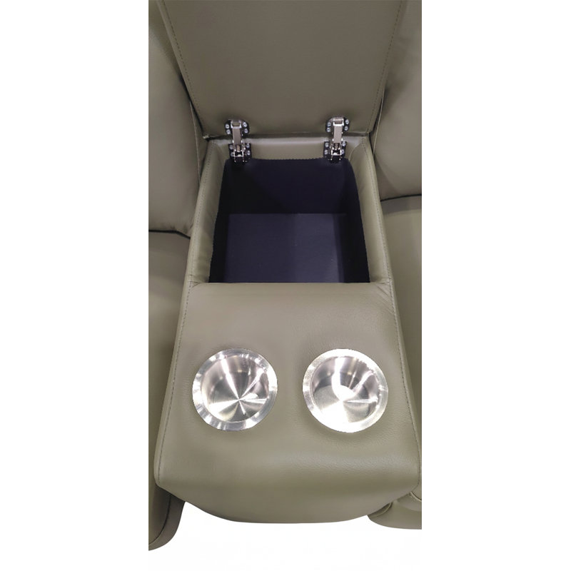 Canapé modulaire en cuir de première qualité avec accoudoirs assortis et deux sièges inclinables, Olive Green