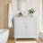 Double Door Storage Cabinet With Silver Knobs, Mid - Century Modern Design, Freestanding Buffet For Living, Kitchen, Bathroom And Hallway