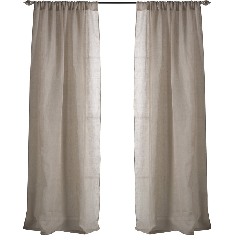 Linen Sheer Curtain Single Panel, 54" W x 96" L, Natural