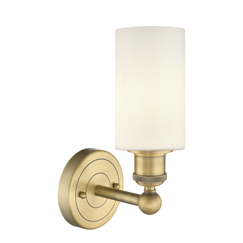 Alegria Armed Sconce, Matte White, Brushed Brass
