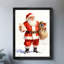 Père Noël noir encadré noir avec poignées de lettres des Fêtes, art mural, réalisme aquarelle, impressions encadrées-1382332896