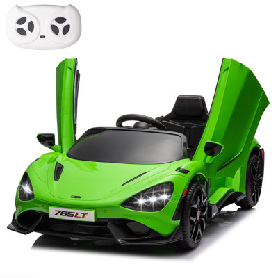 McLaren765LT pour enfants de 3 à 6 ans, voiture électrique alimentée par batterie 12 V de Mukidy pour enfants, véhicule électrique alimenté par batterie, avec télécommande pour les parents, lecteur de musique, 3 vitesses, vert
