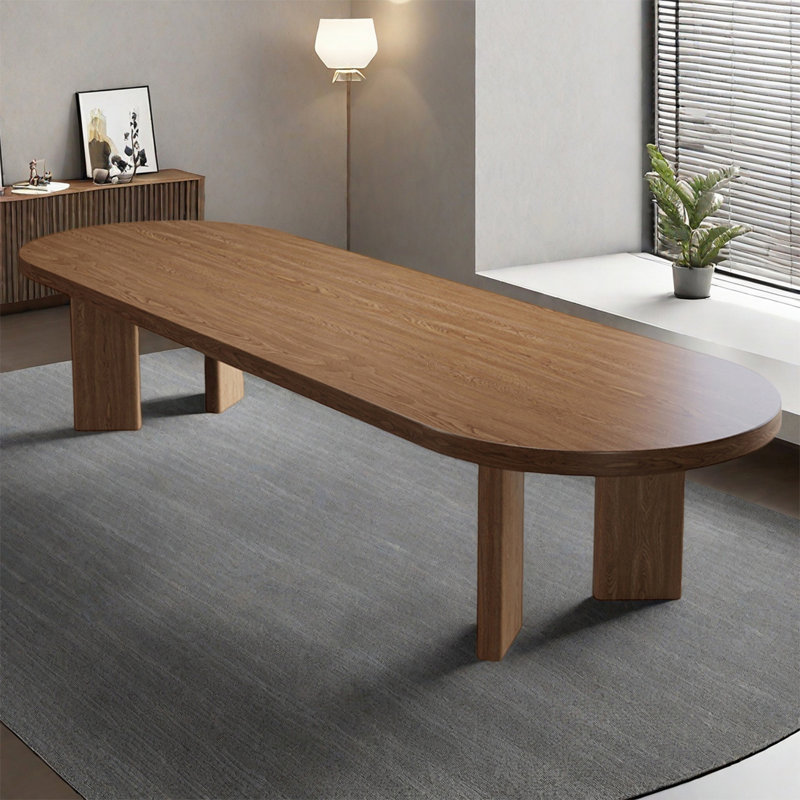 Table de conférence ovale en bois massif, H 29,53 po x L 118,11 po x l 39,37 po