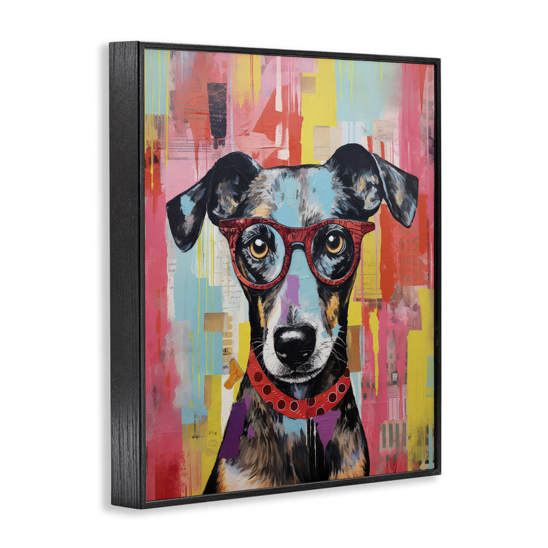 «Quirky Spectacle Dog», estampe numérique encadrée par LSR Design Studio be-574, H 14 po x l 11 po