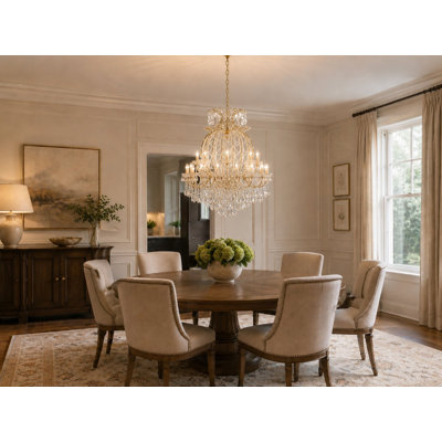 Traditional 24 Light Brass Crystal Chandelier