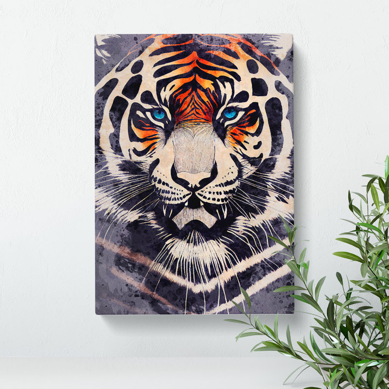 XC1022-4682X Tiger In Watercolour No.3 - Wrapped Canvas Print, 50cm H x 35cm W x 3cm D
