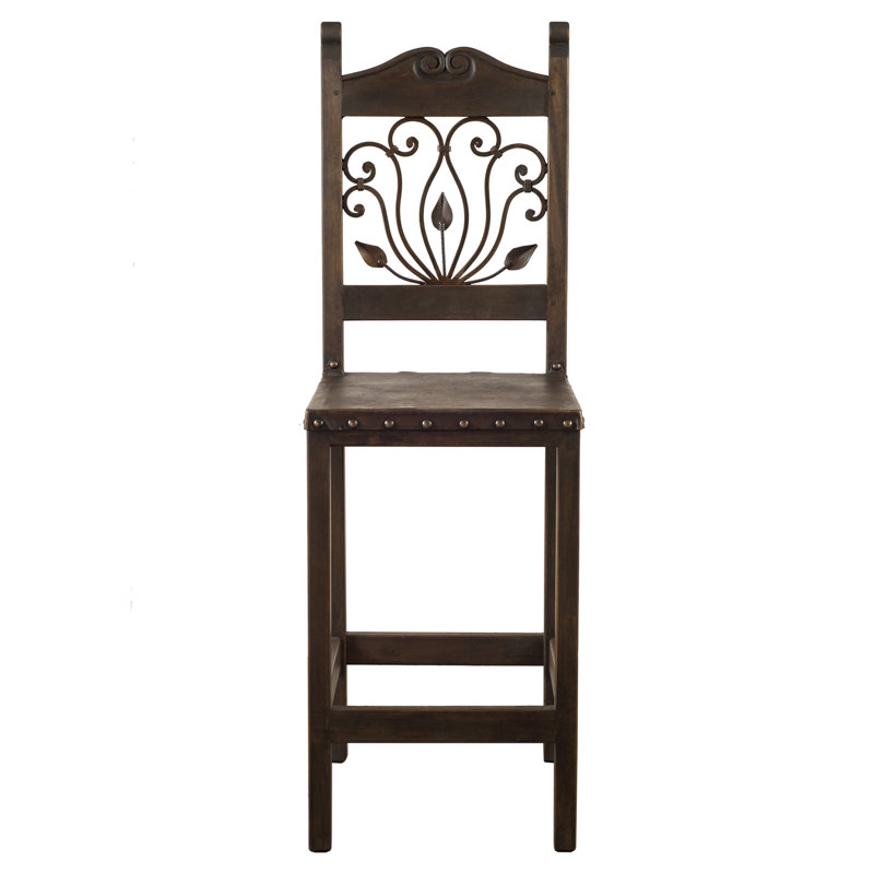 Upholstered Counter Stool with Solid Wood Frame