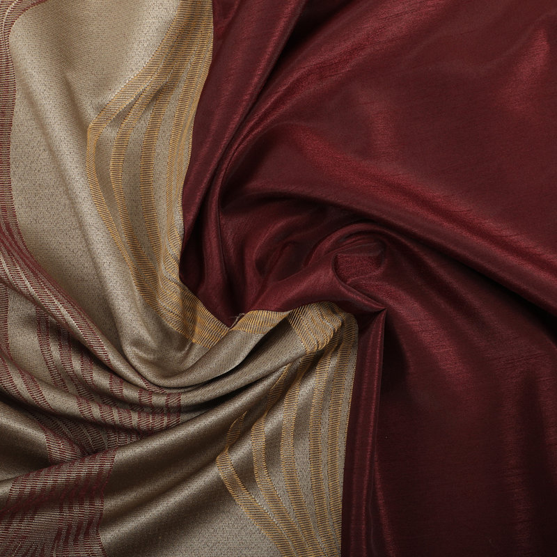 Kath Semi Sheer Curtain Pair, Wine/Gold