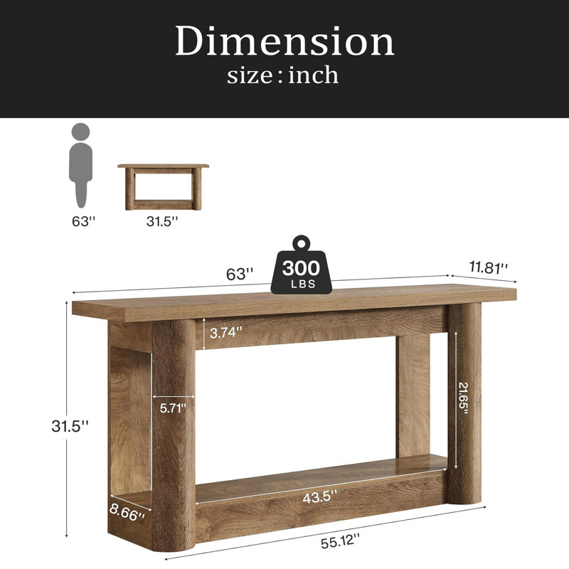 Entryway Table,2-Tier Console Table,Sofa Table, Oak
