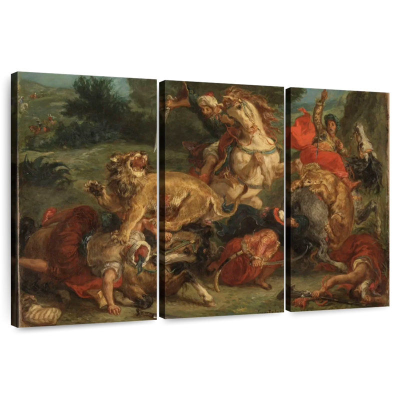 Senne la chasse au lion, H 28 po x l 45 po