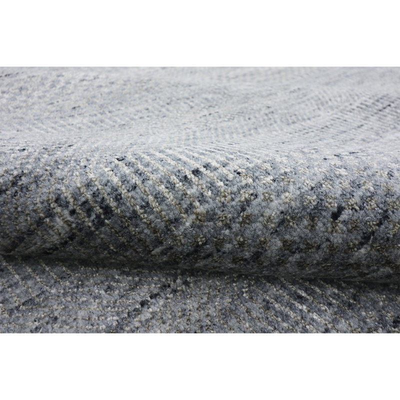 DAMADMARTGYBK Hand Knotted Area Rug in Gray, Rectangle 6' x 9'