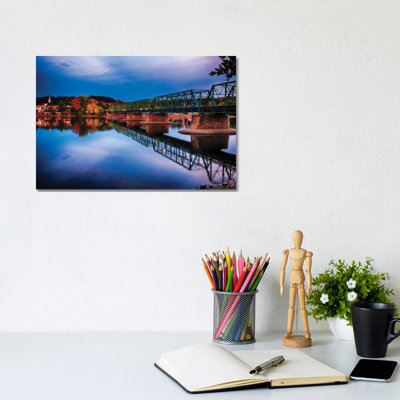 Evening At The New Hope-Lambertville Bridge by George Oze - Wrapped Canvas Print