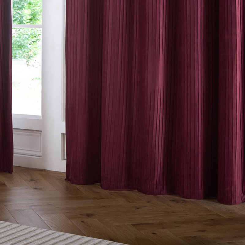 Corinthian Room Darkening Curtain Panel Pair, Red, 90cm Width x 137cm Drop