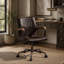 Élégant fauteuil de bureau pivotant couleur chocolat vieilli, avec vérin pneumatique et siège rembourré confortable.