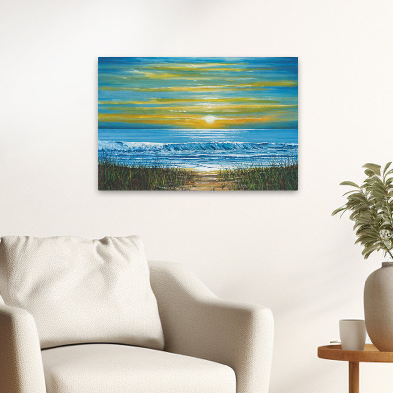 Coucher de soleil - Coucher de soleil côtier sur l'océan, H 16 po x l 24 po