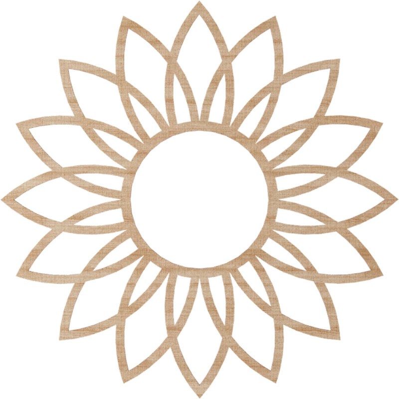 Médaillon de plafond ajouré en bois de marguerite 32 po x P 11 1/8 po x T 1/4 po, H 30 po x l 30 po x P 0,38 po, Aulne