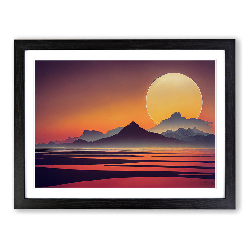 Daring Mountain Sunset - Framed Print, 34cm H x 46cm W x 2cm D, Black