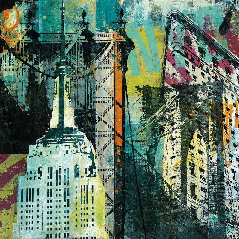 " NY Graffiti " by Roque Silva, 20" H x 20" W x 1.25" D, No Mat, Wrapped Canvas