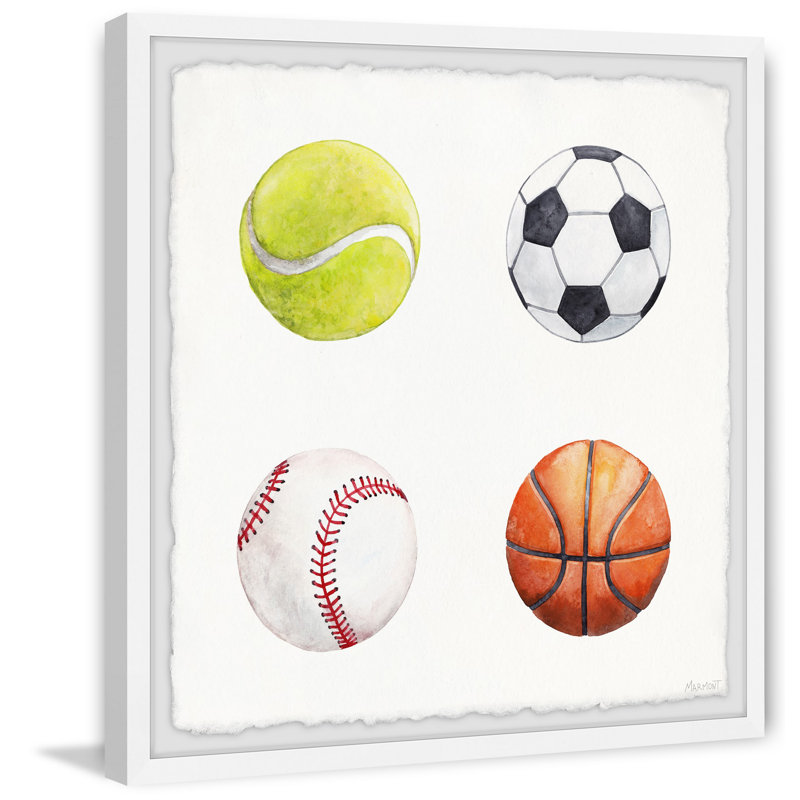 «Brents Assorted Sport Balls», reproduction encadrée, H 32 po x l 32 po x P 1,5 po