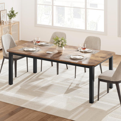 Industrial Dining Table For 6~8 People, 78.7" Long Kitchen Table, Wood Dining Table, Kitchen & Dining Room Table
