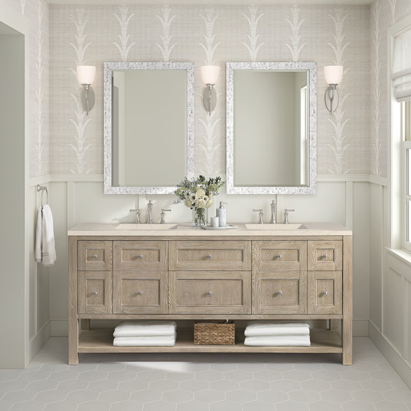 Breckenridge 72'' W Double Vanity, Whitewashed Oak, Lime Delight, 8" Widespread
