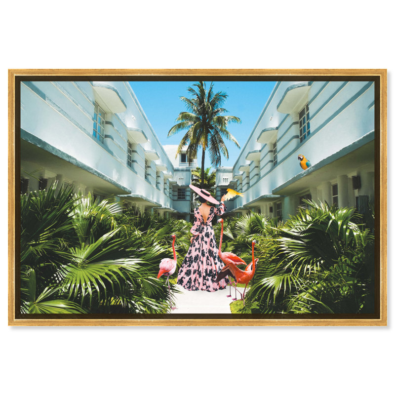 Miami déco - Photographie sur toile, H 36 po x l 54 po, Toile avec cadre doré