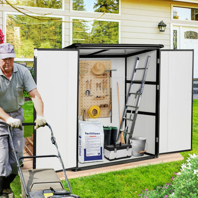 Remise de rangement extérieure, armoire en résine imperméable avec portes verrouillables