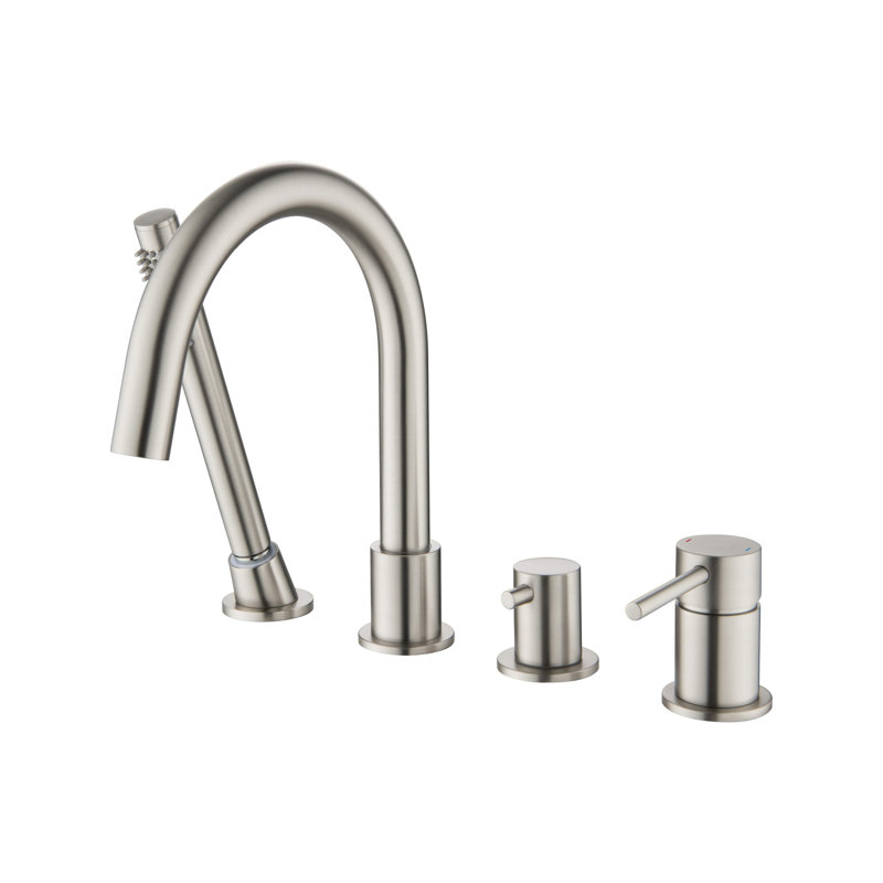 Circular Deck Tub Filler with Diverter, Brushed Nickel