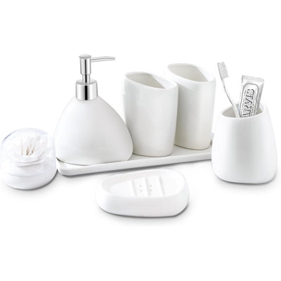 Ceramic Bathroom Accessory Set, 7 Pieces