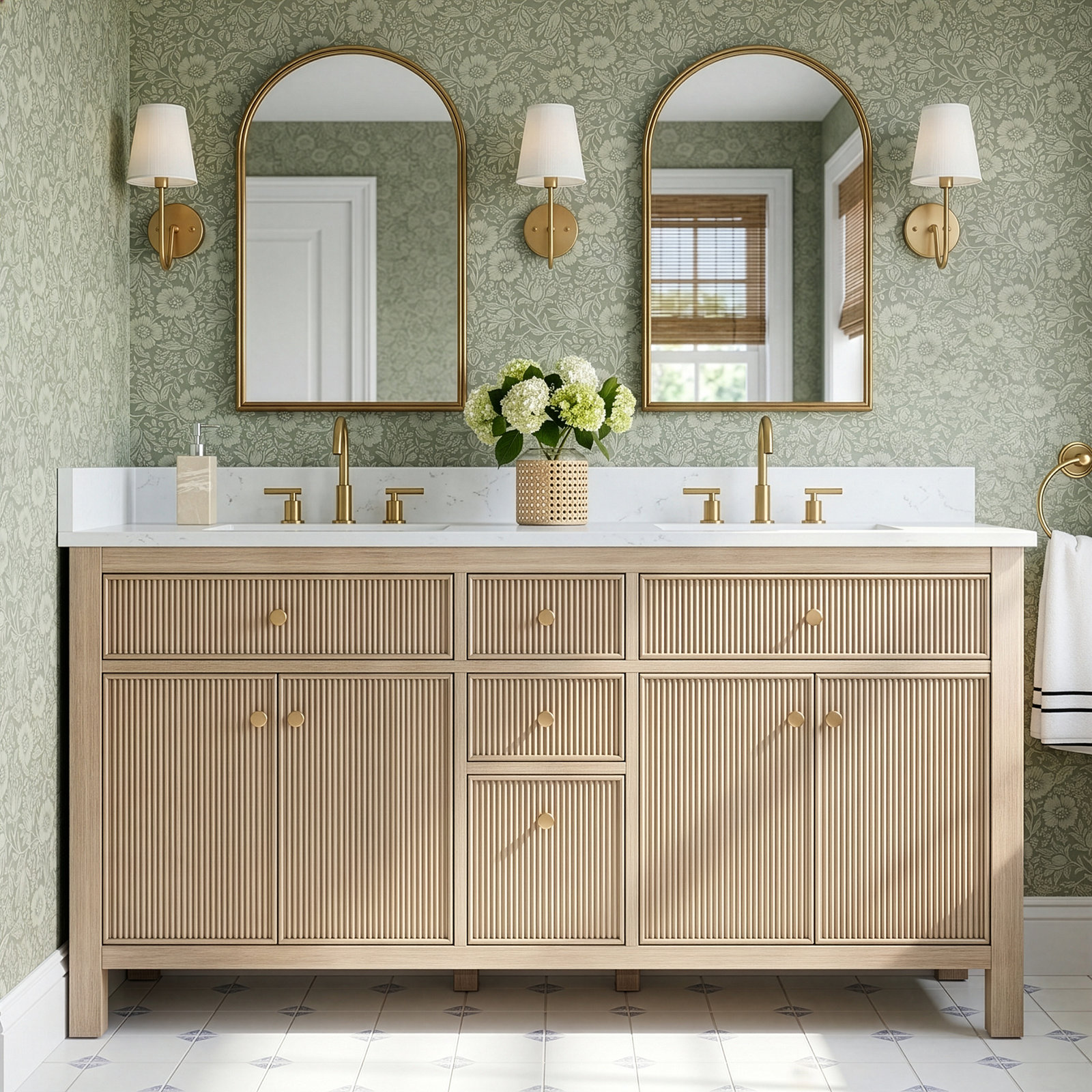 Lala 60" Double Bathroom Vanity, Nature Oak