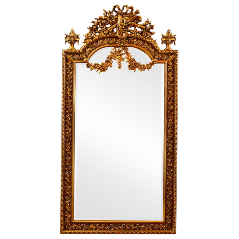Miroir d'appoint mural en bois Daylan, Noyer doré