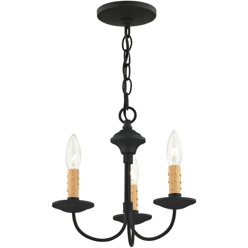 Lustre classique à 3 lumières de style bougie Badia