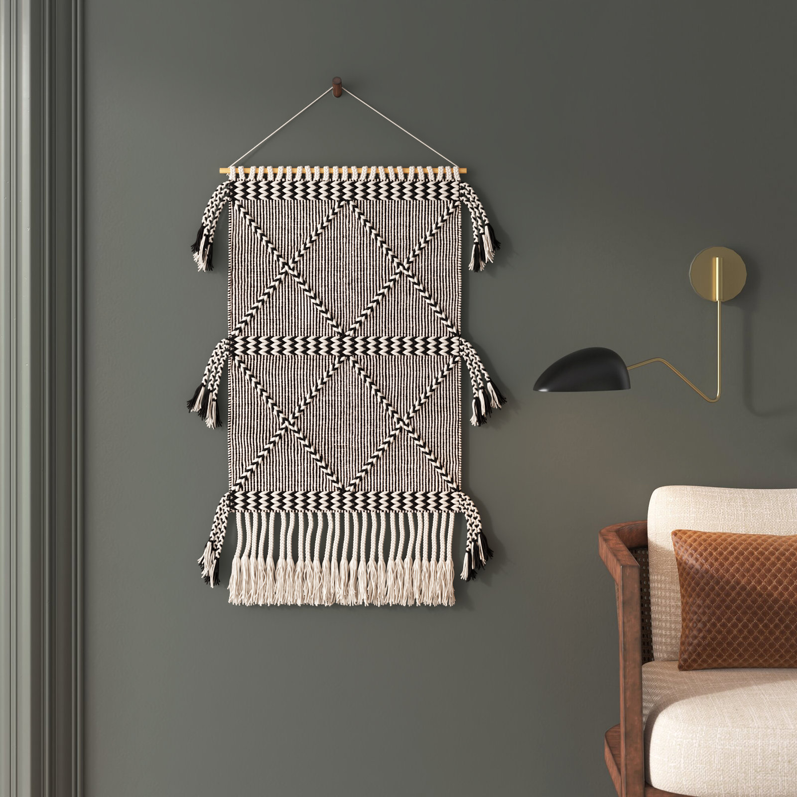 Cotton Tassels Wall Hanging with Rod