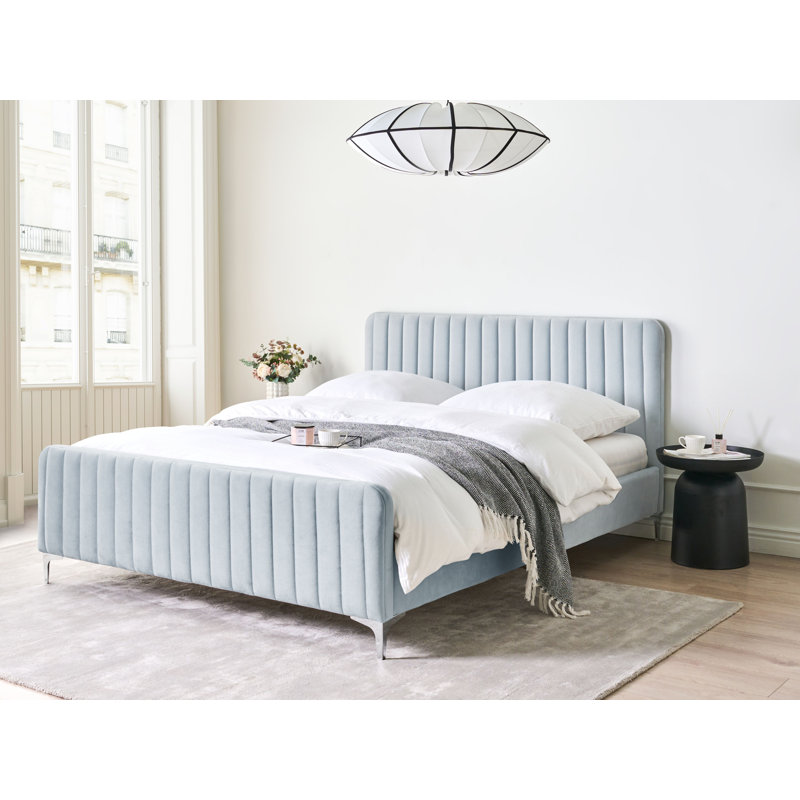 Bed Velvet LUNAN Light Blue, European Kingsize (160 x 200 cm)