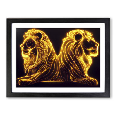 Flaming Lions Abstract - Single Picture Frame Print