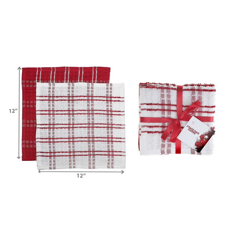 Ensemble de 2 linges à vaisselle à carreaux rouges - ensemble de 6