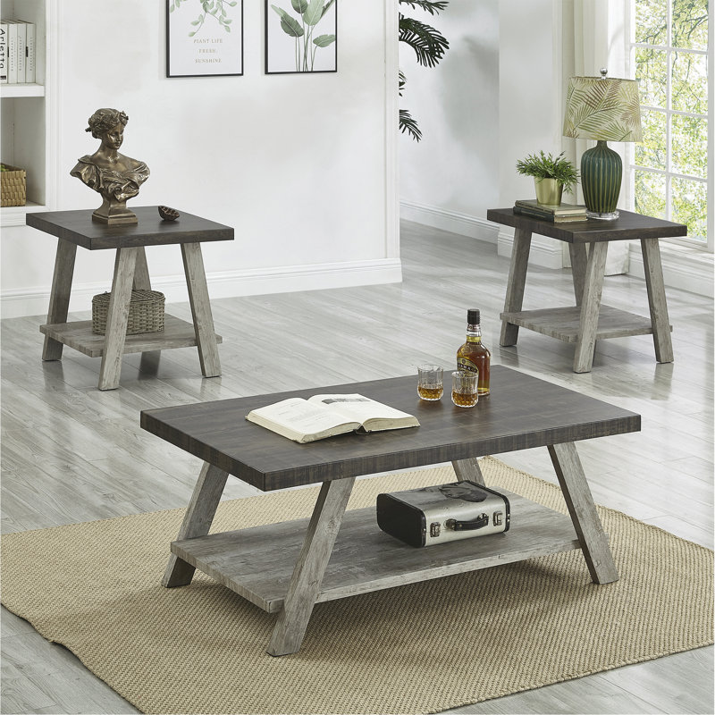Ensemble de tables basses 3 pièces Athens, Multi-couleur, Gris