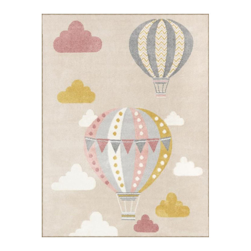 Tapis lavable moderne à motif de ballons à air chaud pastel, Sous-tapis rectangulaire de 3 pi 3 po x 4 pi 11 po