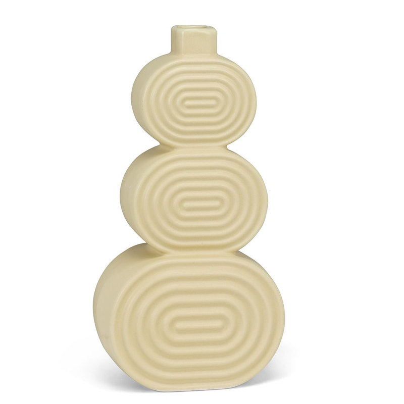 Vase de table en grès jaune 13,5 po Yerika