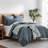 Washed Linen Denim Blue King Quilt