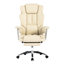 Chaise de bureau ergonomique inclinable avec repose-pieds - Cuir beige pour les grands espaces de travail
