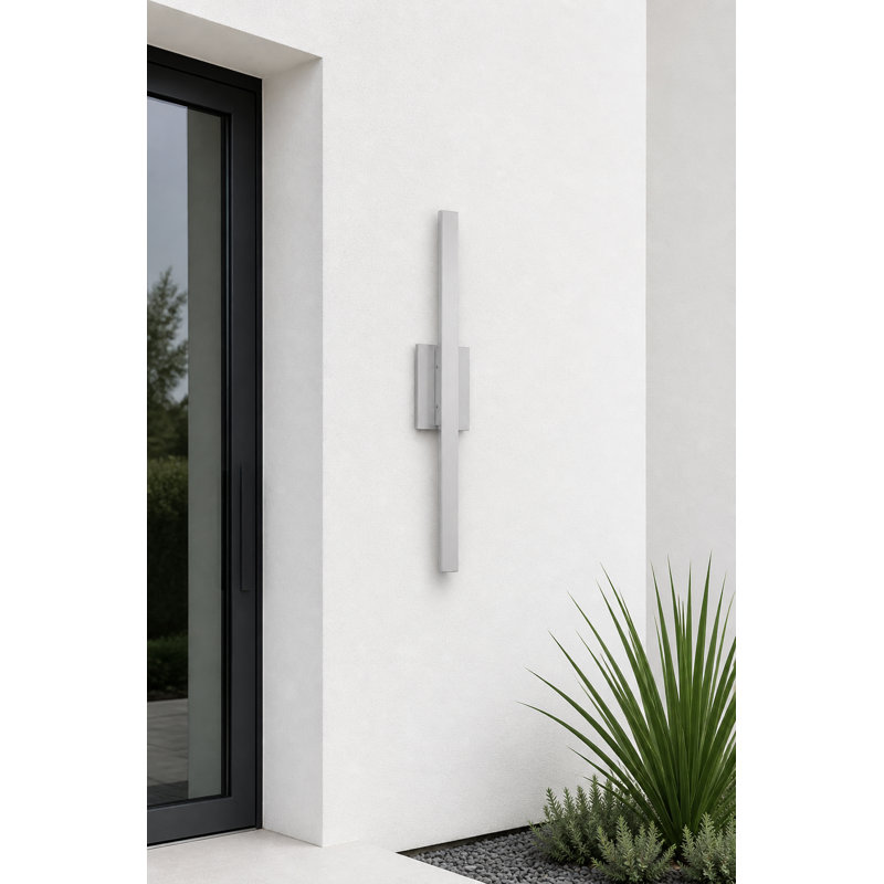 Demetrise LED Wall Light, 24"H x 4.5" W x 2.25" D, Satin Aluminum