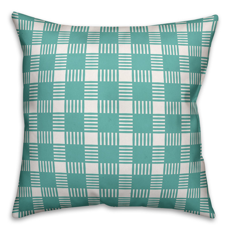 Coussin Plaid, 20 po x 20 po, Bleu, Intérieur