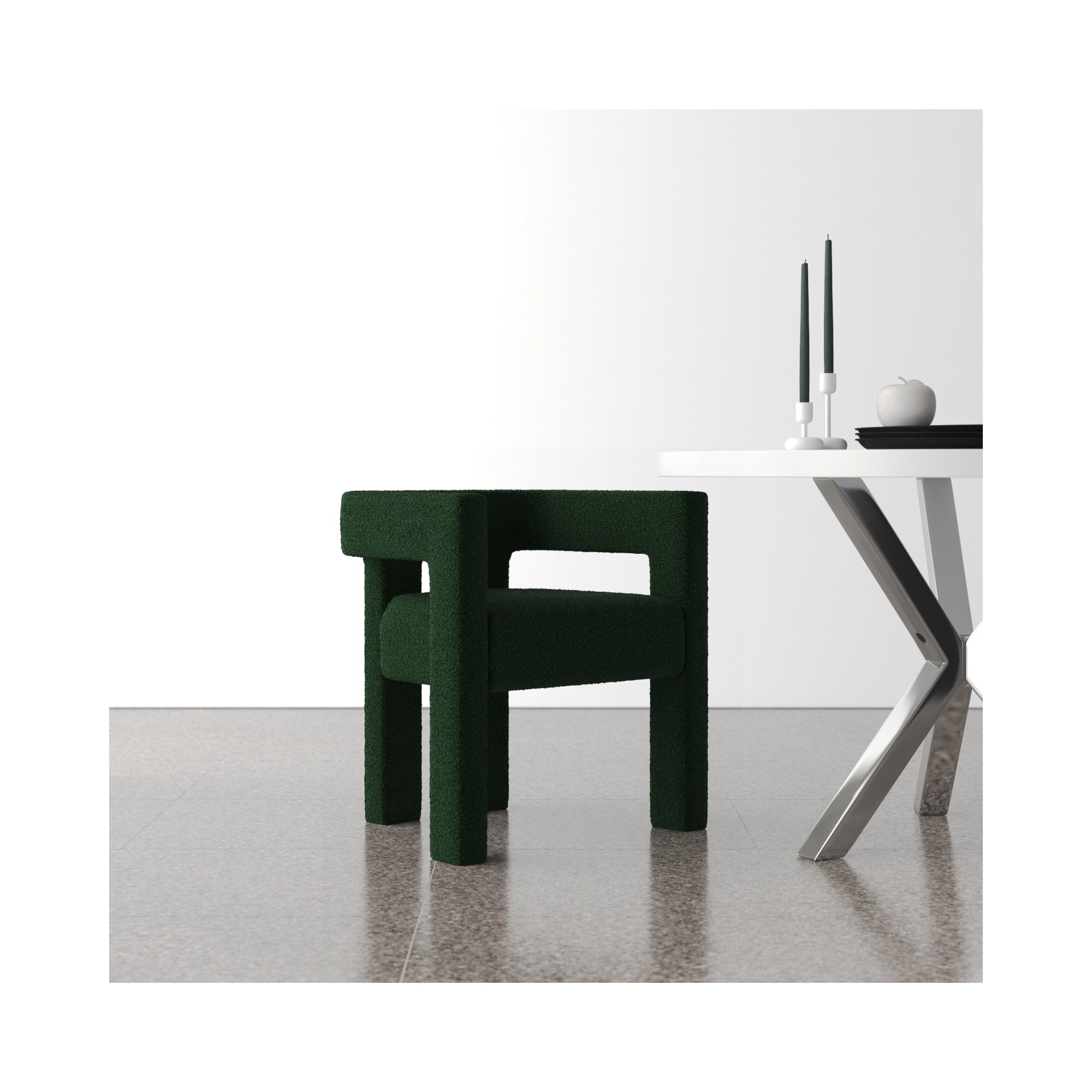 Cedernier Boucle Dining Armchair, Green