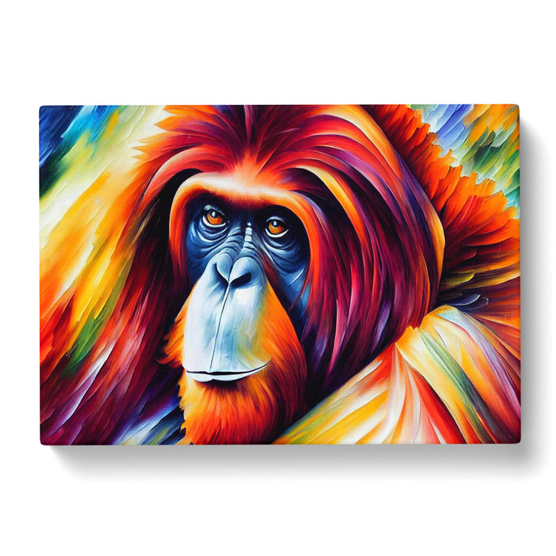 Orangutan Painting Abstract - Wrapped Canvas, 35cm H x 50cm W x 3cm D