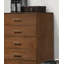 Noyer 1Pc Commode à tiroirs en bois massif avec 5 tiroirs ronds et pieds fuselés style moderne