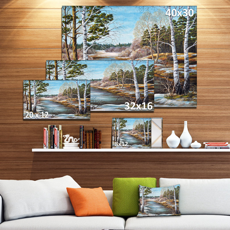 Schafer «The Spring Siberian River», peinture, H 12 po x l 20 po x p 1 po, Toile tendue