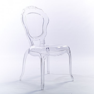Luxury Modern Contemporary Glam Stackable Dining Chairs, Transparent Glossy Acrylic Side Chairs with Decorative Open Back Design for Dining Room, Vanity, Living Room, and Patio, Clear